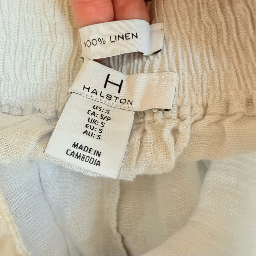 H by Halston Cream Wide Leg Linen Pants Womens Small - Picture 3 of 6